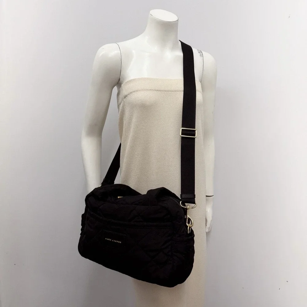 Marc Jacobs Nylon Quilted Tote Bag Cross Body or Shoulder Bag Purse Black